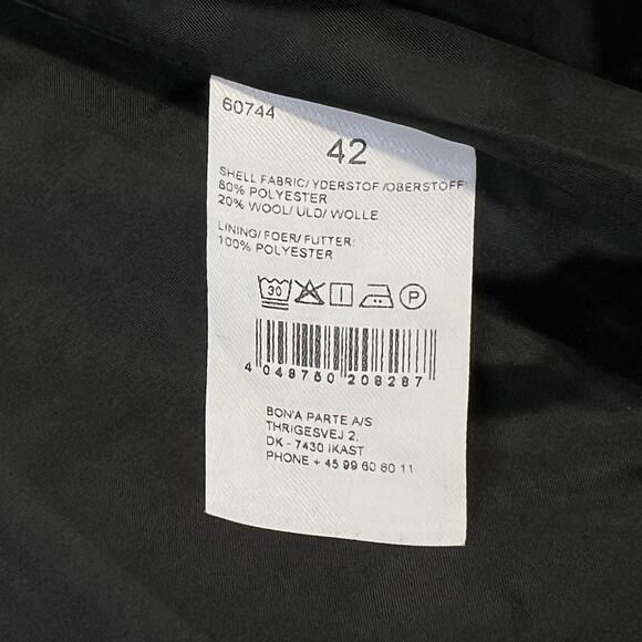 Bon'A Parte Jacket Womens 42 UK 16 Black Textured Lined Wool Blend Snap Front - Picture 7 of 12